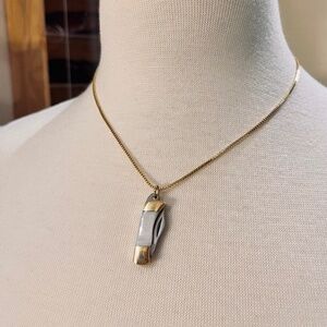 Mother of Pearl Mini Pocketknife Necklace 18” chain